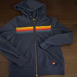Aviator Nation Navy Hoodie with Sunset Stripes